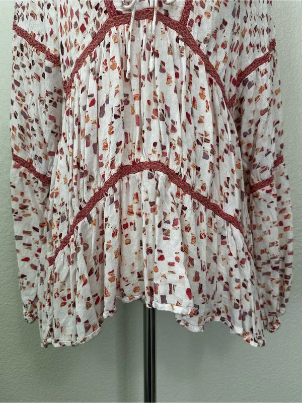 Miss Me Boho Woven Pointelle Lace Up Dolman Sleeves Peasant Top, Sz Medium - Image 5