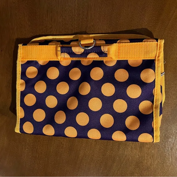 J Garden Purple Gold Polka Dot Makeup Case Accessories Toiletries Travel Bag - Image 2