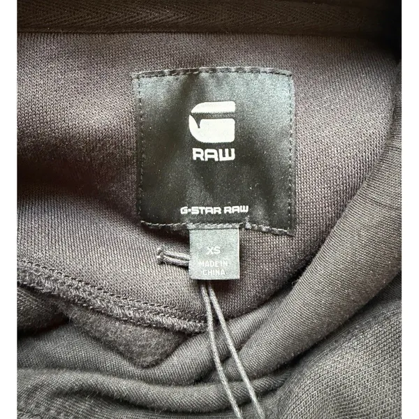 G-Star RAW Black Logo Hoodie Sweatshirt Dress NWT Women’s Extra Small Streetwear - Image 5