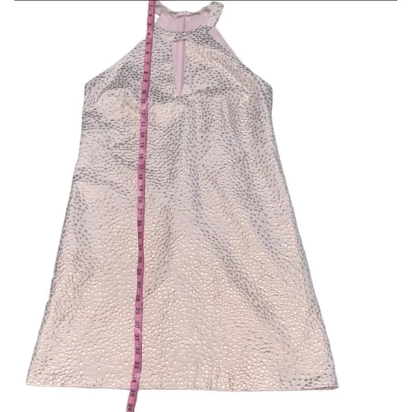 Amanda Uprichard Sleeveless Halter Dress Pink‎ Rose Gold Polka Dots sz S Small - Image 7