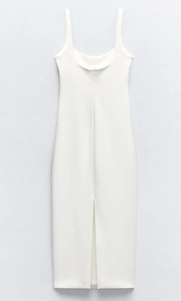 ❗️NWT ZARA White Fitted Midi Dress White Sleeveless Dress, Size L 🔼 - Image 8