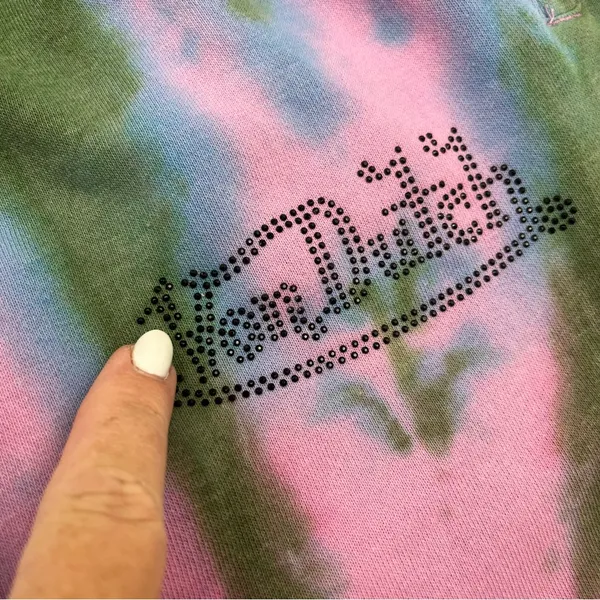 Von Dutch Rhinestone Tie Dye Jogger Hoodie Set Olive Green Pink Purple Small‎ - Image 4