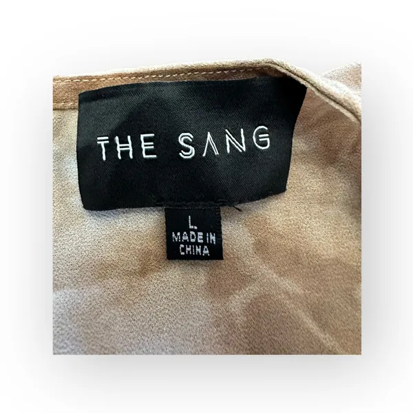 The Sang Pleated Brown Cream Short‎ Romper Size L - Image 2