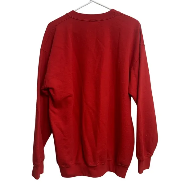 Gildan Y2K Red Santa Claus Christmas‎ Holiday Crewneck Grandma Sweater Size L - Image 2