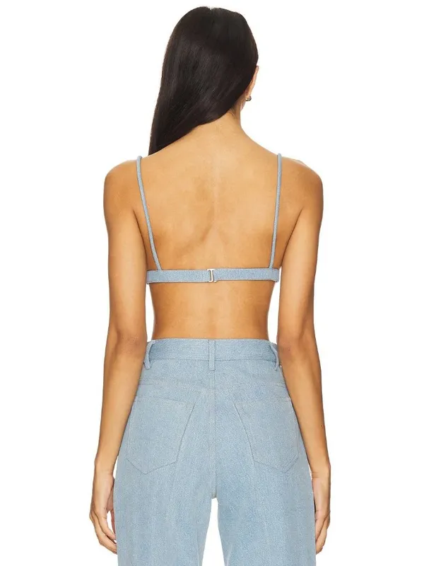 Sau Lee Cleo Denim Bralette Light Denim Womens Size 4 - Image 3