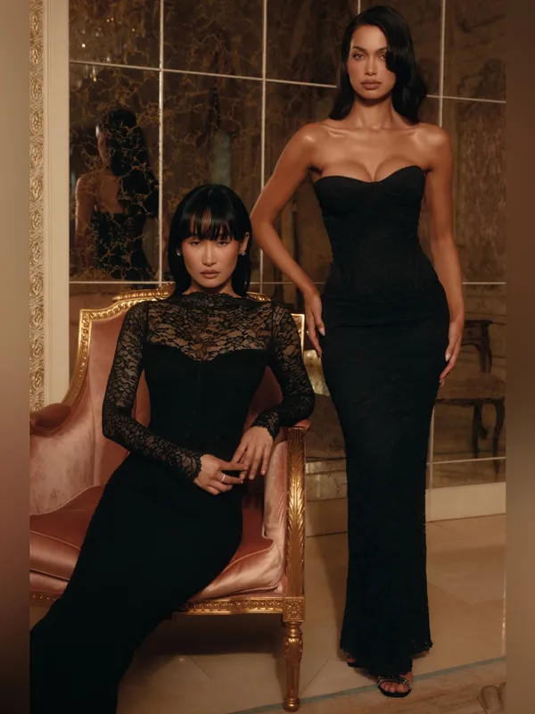 House of CB solaine Black lace Corset maxi dress - Image 5
