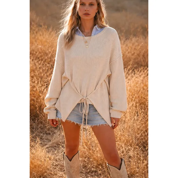 Free People FP Beach Women's Brig Tie-Front Pullover Tunic Sweater Size Small - Image 12