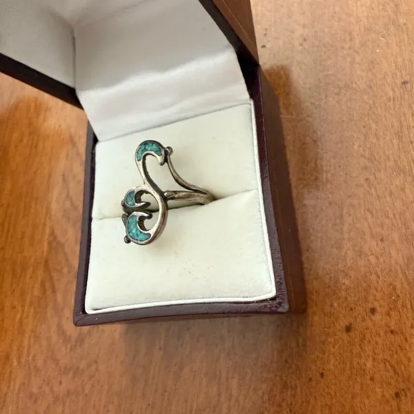 Vintage Turquoise Design 925 Ring Size 5 3/4 - Image 4
