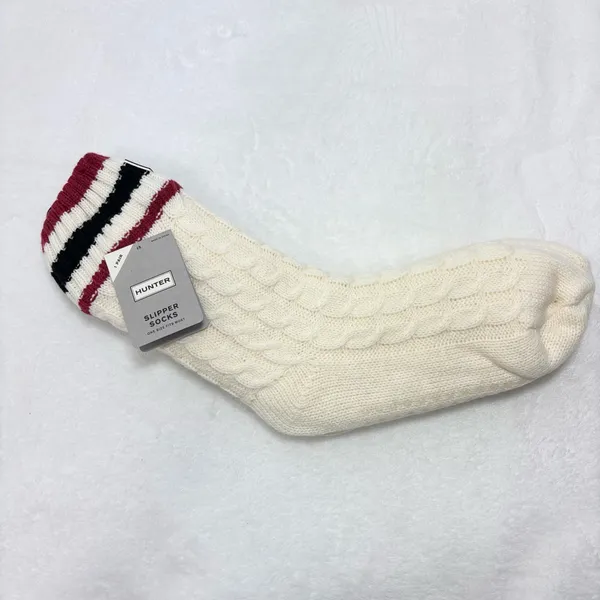 Hunter Cream Cable Knit Socks‎ with Striped Cuff - Image 8