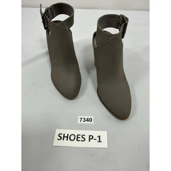 Womans Excellent American Eagle Slip On Sling Back Booties 11 Taupe Block Heel - Image 3
