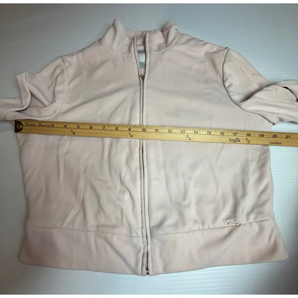 Nike Women's Full Zip Crop‎ Jacket Blush Pink Mock Neck Pullover Size Medium - Image 3