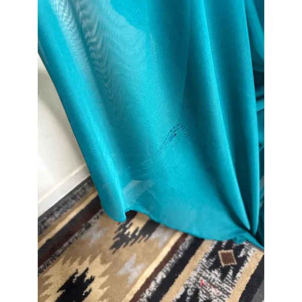 2010s Adrianna Papell Ruched Teal Gown With Beaded Halter- Size 10 Project Piece - Image 4