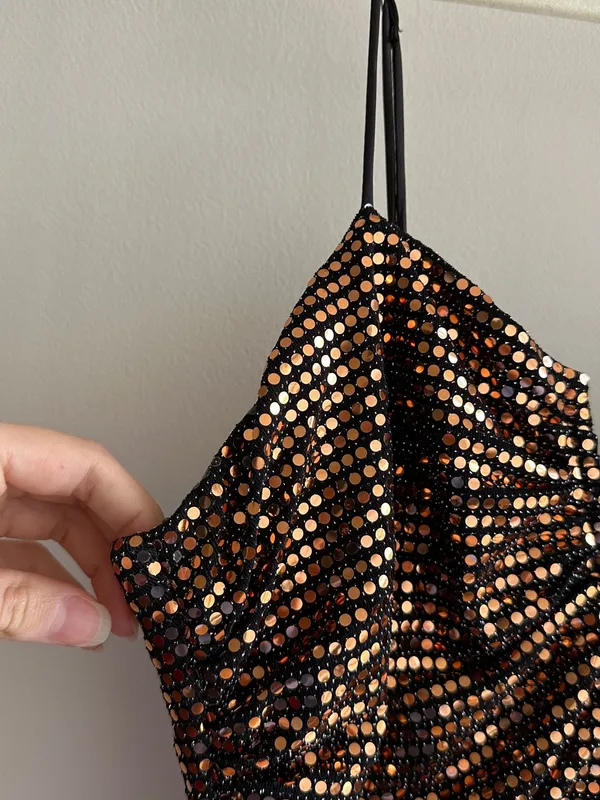 Selfie Leslie Dancing In September Thigh Split Sequin Dress Bronze, Size XL - Image 11