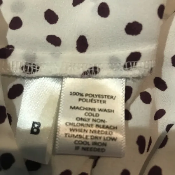 Loft Blouse Quarter Button Pockets White with Brown Polka Dots Size M - Image 11