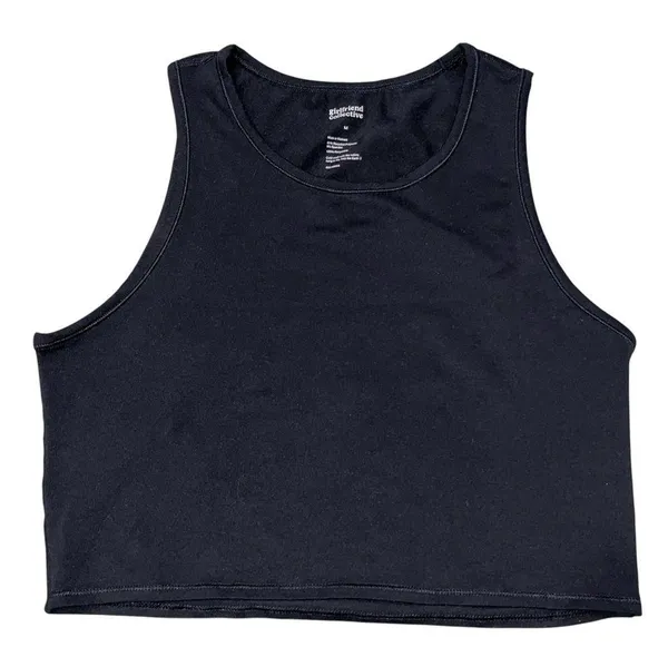 Girlfriend Collective Black Cropped Tank size Medium - Image 3
