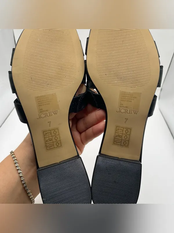 J.Crew Bit Slide Sandals in black slip on polished gold-tone horsebit size 7 - Image 8