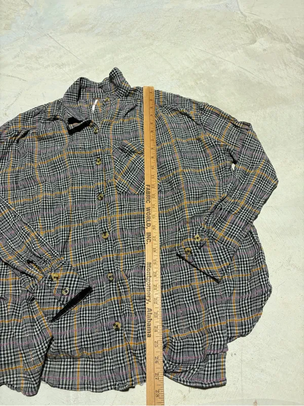 Free people Plaid Button-Up cotton Shirt medium - Image 4