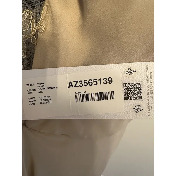 Azazie "Thana" Dress Champagne~Bridesmaid Formal Event Prom Wedding Size A16 NEW - Image 11