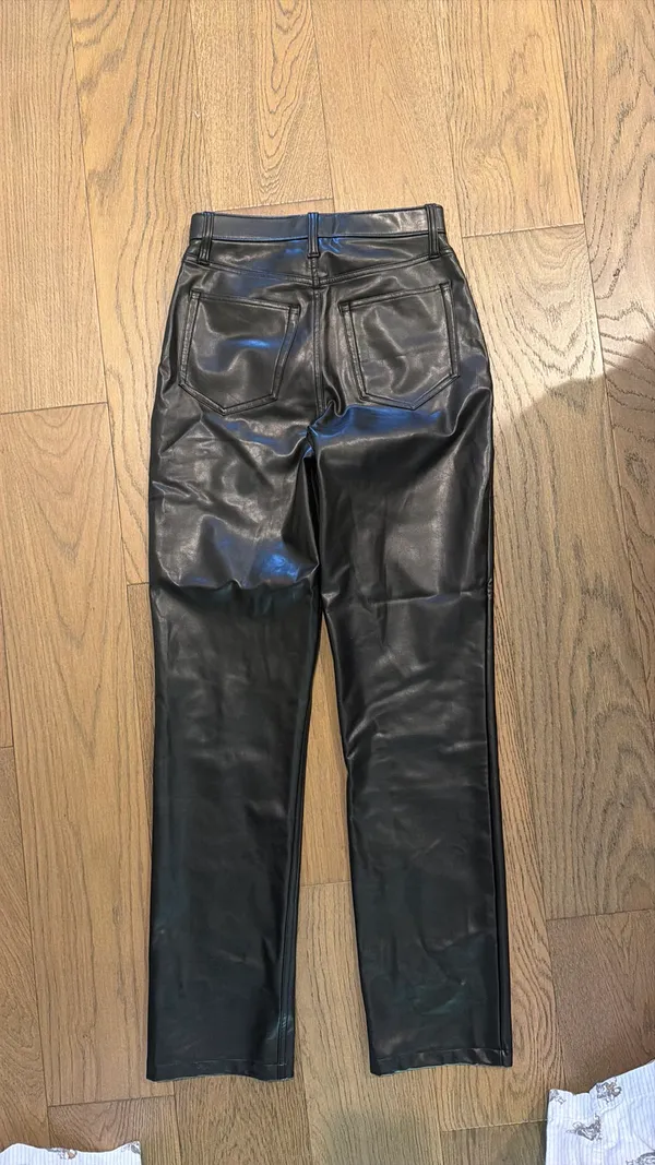 Abercrombie High-Rise Leather Pants 90s Straight - Image 3