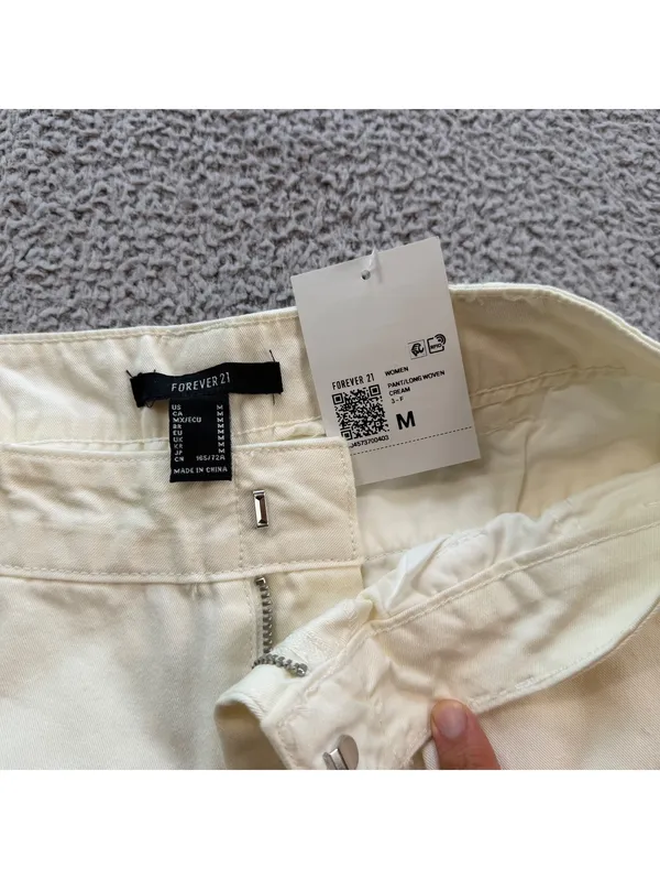 Forever 21 Cream High Rise Straight Leg Trouser Pants Womens Medium NWT - Image 5