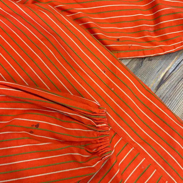 Vintage 60s/70s Stripe Balloon Sleeve Pom Pom Smock Top - Image 11