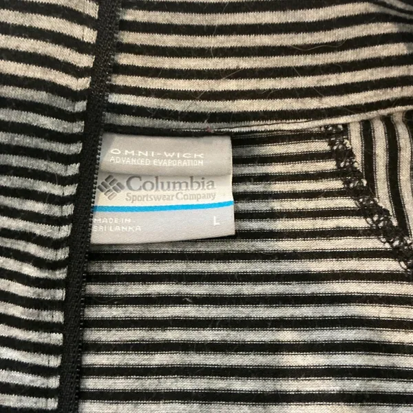 Columbia Omni-Wick Womens Large Quarter Zip Pullover Striped Black Grey Top - Image 2
