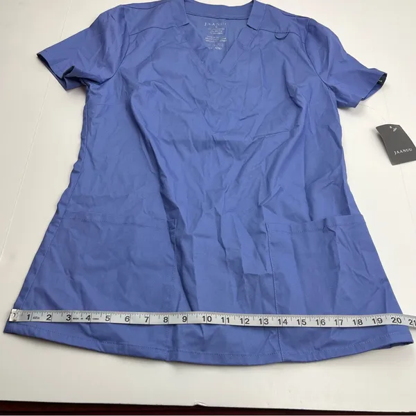 Jaanuu Ceil Blue Scrub Top Womens Size Small Relaxed V-neck Pockets J96124 NEW‎ - Image 9