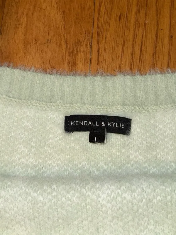 New PacSun Kendall & Kylie Light Mint Green + White Plaid Soft Cropped Top L - Image 8