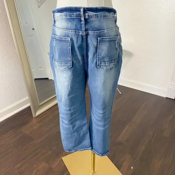 Vintage Washed Denim Jeans Capri Pants Size XL 19" Inseam - Image 3