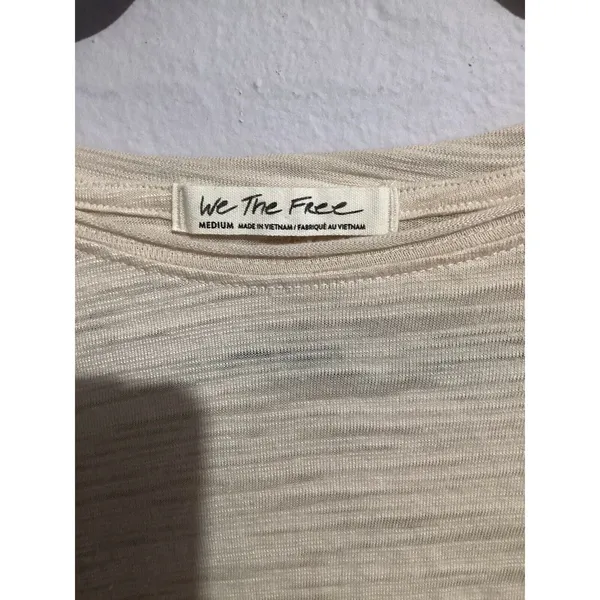 Free People We The Free Shirt Womens Medium Natasha Long Sleeve Ruched Beige - Image 4