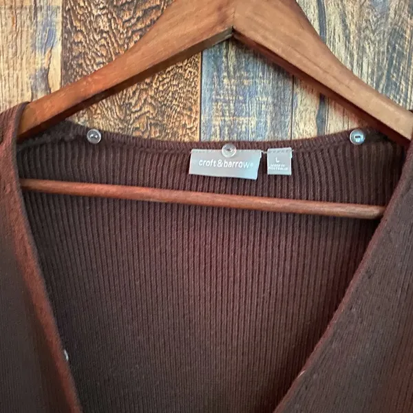 NWT Croft & Barrow women's brown cardigan size Large body 100% acrylic - Image 3
