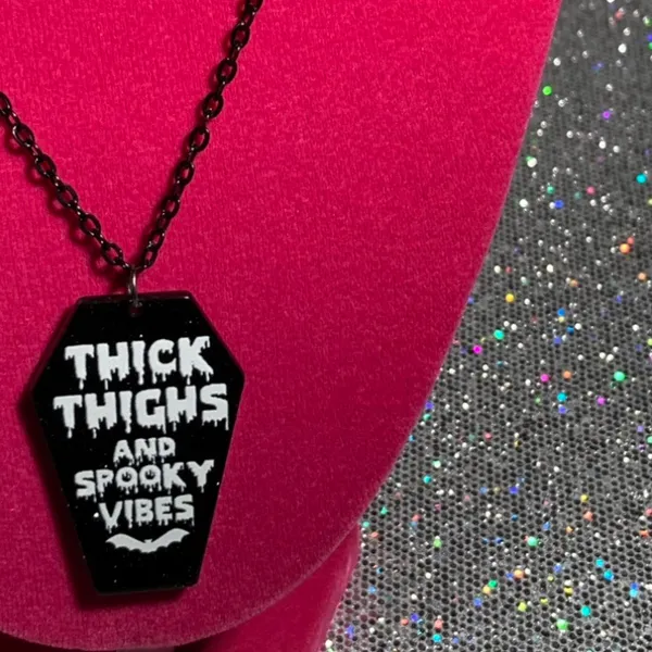 Handmade Thick Thighs and Spooky Vibes Necklace Gothic Jewelry Halloween witchy emo goth - Image 12