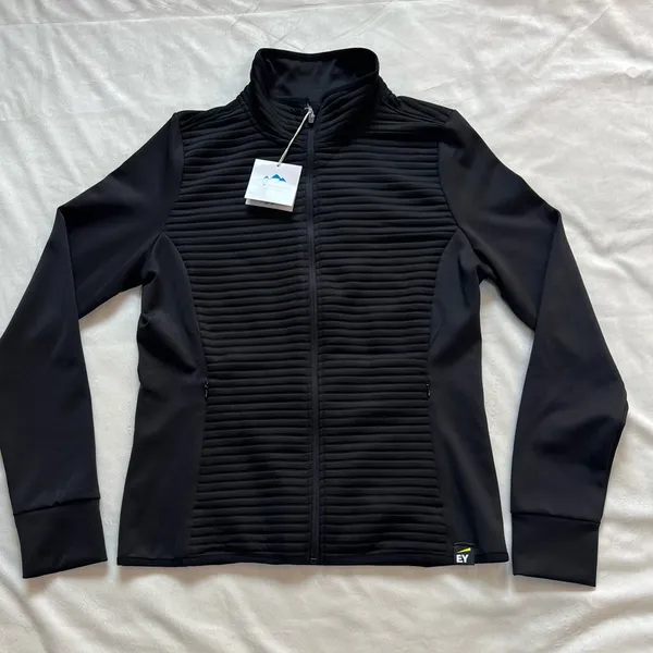 Elegant Black Ribbed Women's‎ Jacket Size M - Image 3
