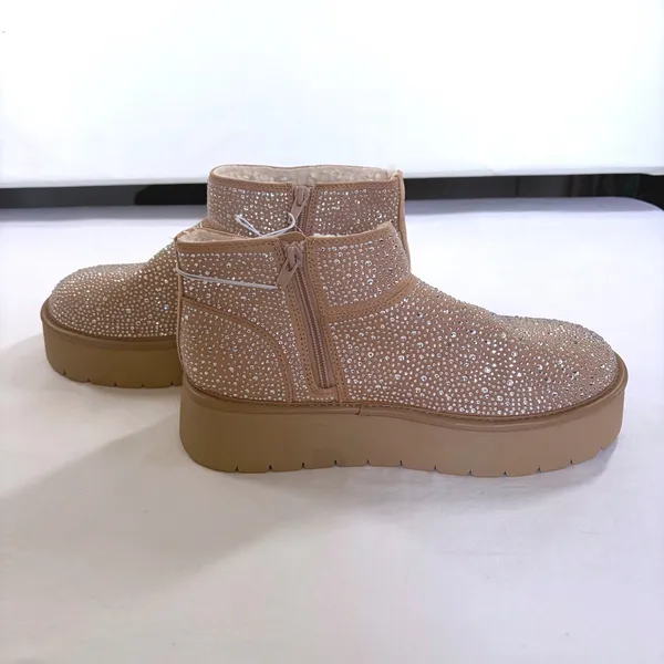 Wild Fable Rhinestone Platform Ankle Boots Tan Crystal‎ Memory Foam Womens 9 NEW - Image 2