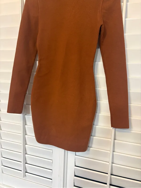 Forever 21 Brown/orange Sweater Turtle Neck dress Size medium - Image 4
