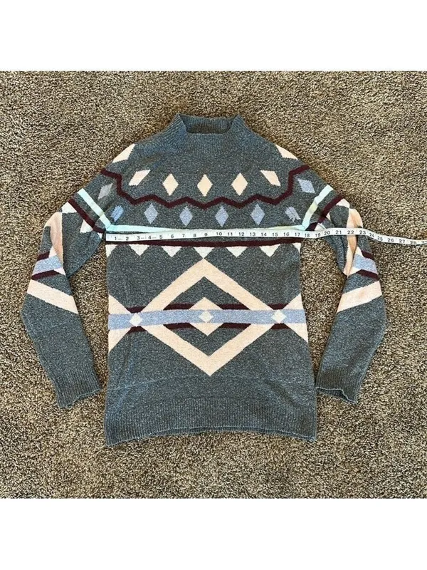 Pink Rose geometric mock neck sweater medium - Image 7