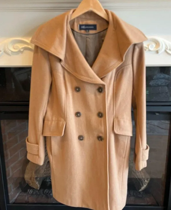 Anne Klein Wool Pea Coat Camel Winter Long - Image 2