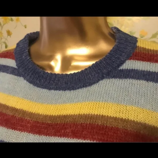Emory Park NWOT Blue multi stripe crewneck pullover knit sweater size M - Image 2