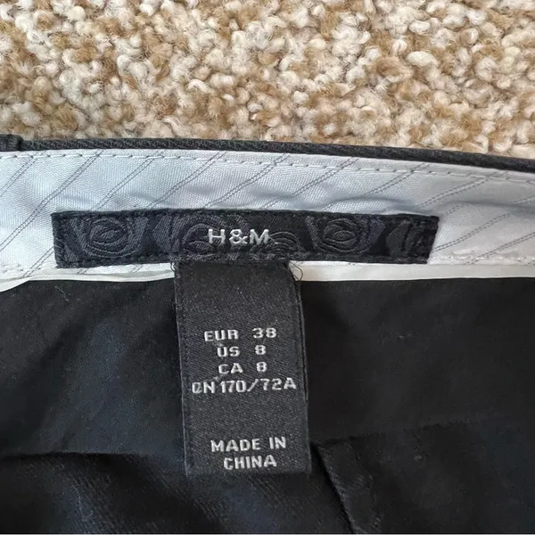 H&M Black Dress Pants Mid-Rise Straight Leg Linen Blend Size 8 - Image 4