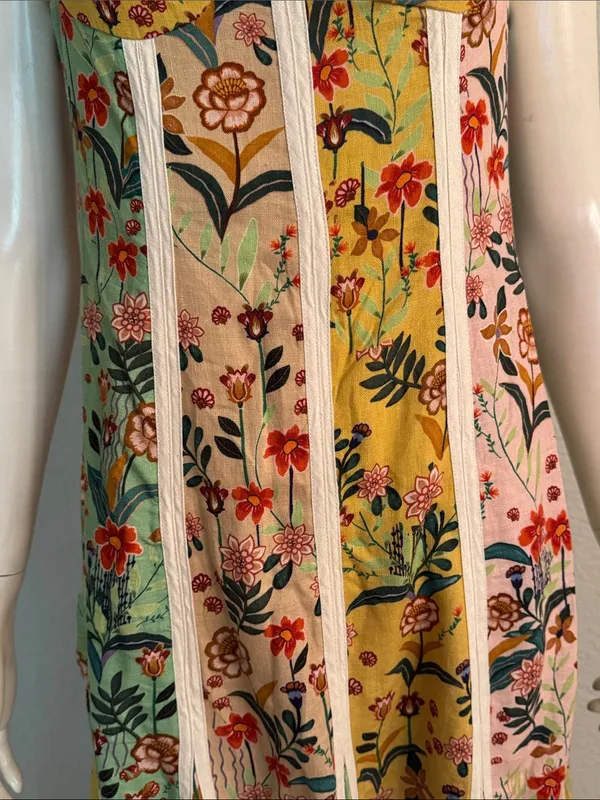 Christian Lacroix Linen Floral Midi Dress | Yellow, Mint & Pink | Size 6🌼💗 - Image 11