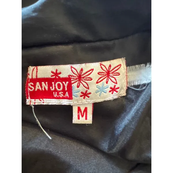 San Joy USA Black Quilted Zip Jacket Women’s Medium Knit Sleeves - Image 6