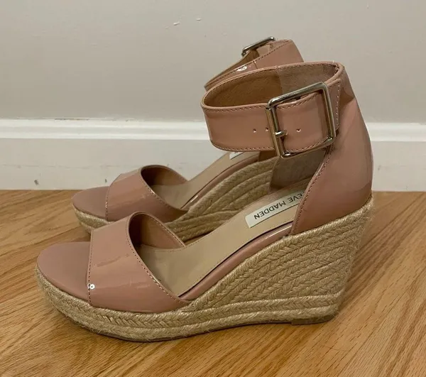 Steve Madden Villa Wedge Espadrille Sandals, Blush, Size 7, EUC - Image 2