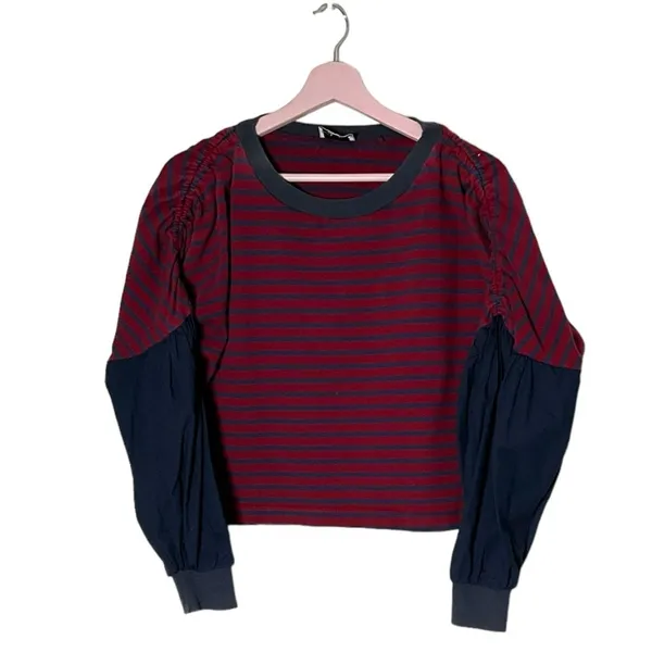 Kinly Shirred sleeve stripe crew neck sweatshirt‎ - Image 3