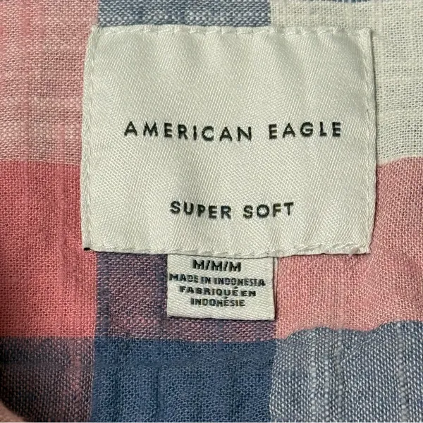 American Eagle Outfitters Plaid Shirt - Red,Pink,Blue, Cream 100%Cotton Sise M - Image 7