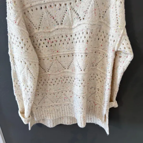 Sundance Womens‎ Cream Multi Confetti Rainbow Knit Oversized Cowl Neck Sweater M - Image 3