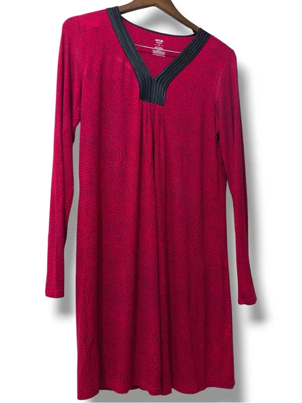 Apt 9 | Intimates Pink & Black Lounge Sleep Long Sleeve Sleep Dress (size M) - Image 3