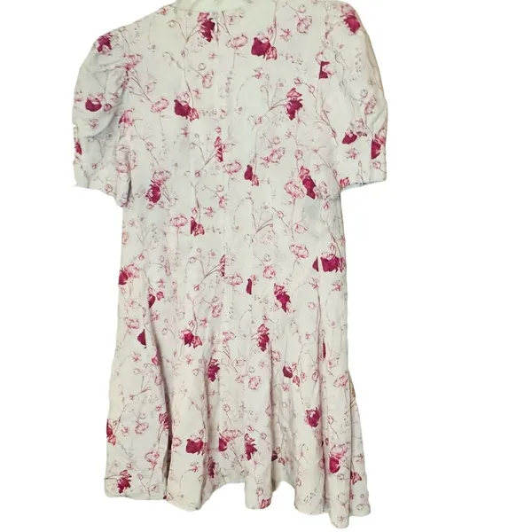 CHELSEA AND WALKER Women's White Pink Floral Button Front Mini Dress Size 4 - Image 5