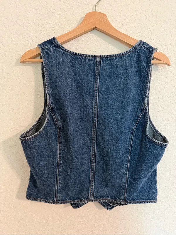 Women's Dark Blue Denim Button Vest size Large - Image 4