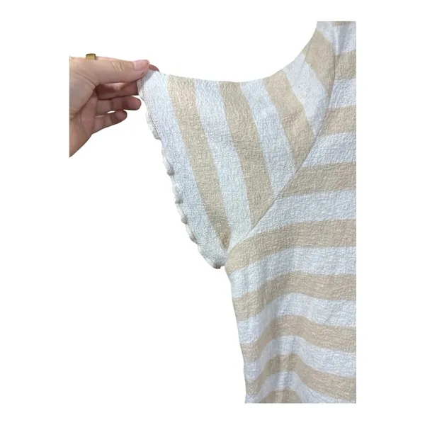 Billabong ‘Breeze By’ Neutral Striped Ruffle Top - Image 6