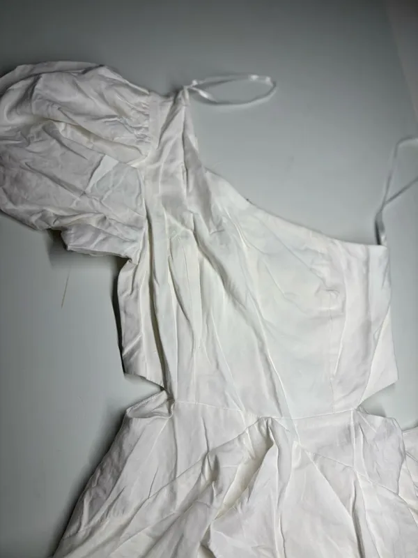 DO+BE Ivory One-Shoulder Ruffle Tiered Dress - Image 3